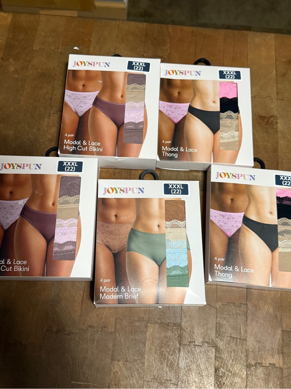 Joyspun Women’s Sz 22 Modal & Lace 4-Pack Modern Briefs Lot of 5 Assorted Colors